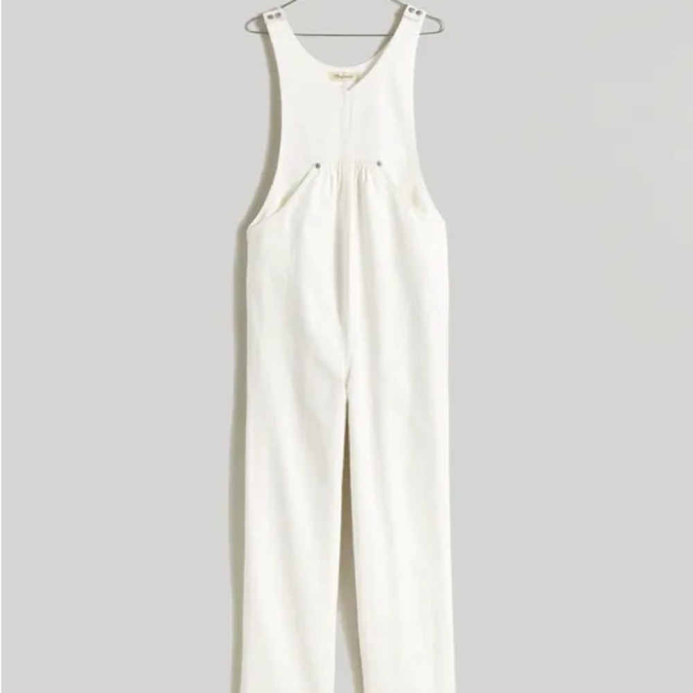 Madewell Maternity Kangaroo-Pocket Overalls in Tile White XXS